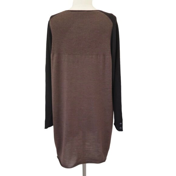 EILEEN FISHER two tone v neck tunic sweater 1x merino wool - Picture 3 of 8
